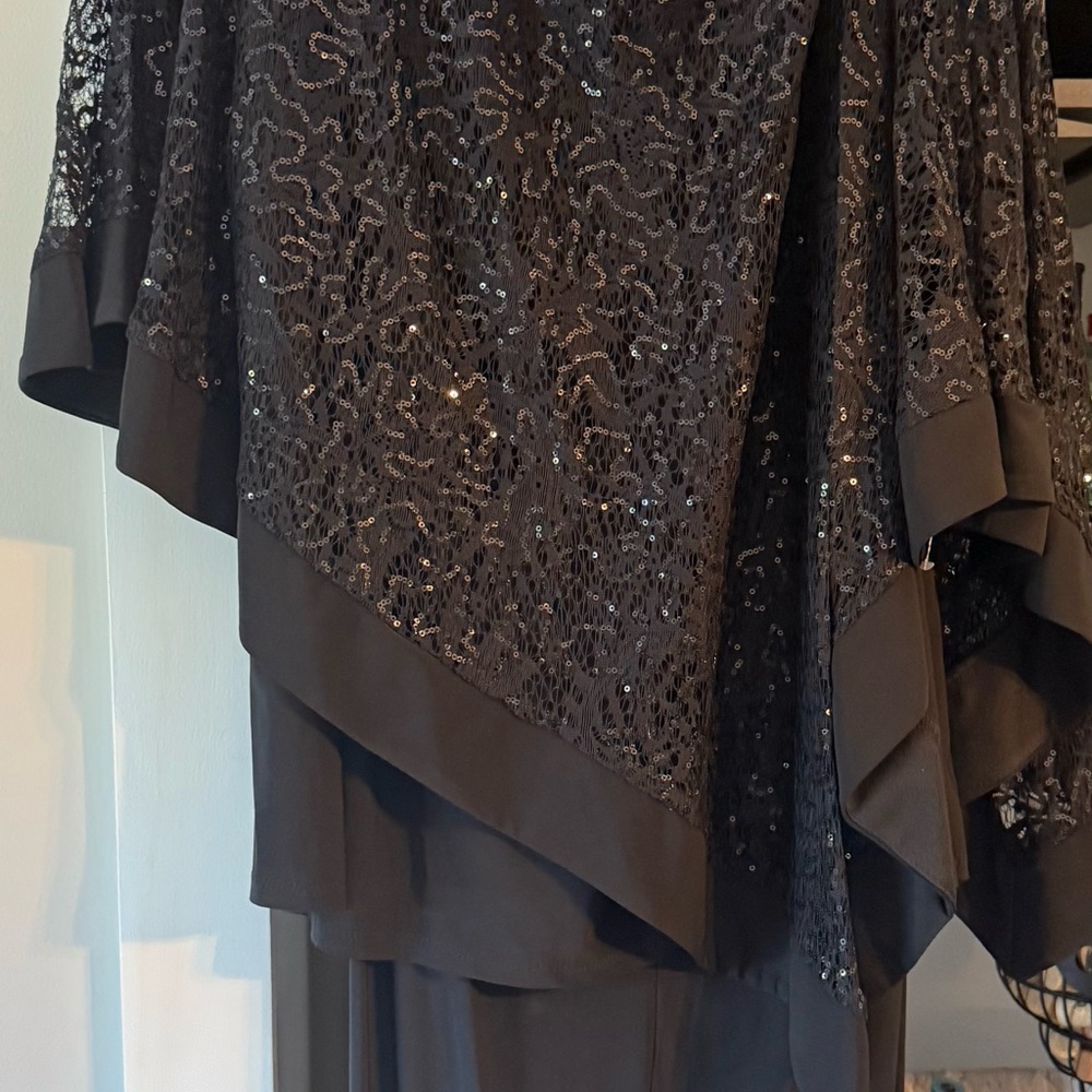 R&M Richards Black Sequin Lace Overlay